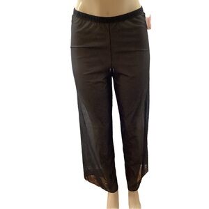 Zuliana Black Mesh Sheer Elastic Waist Pants, Made in USA. New With Tags.